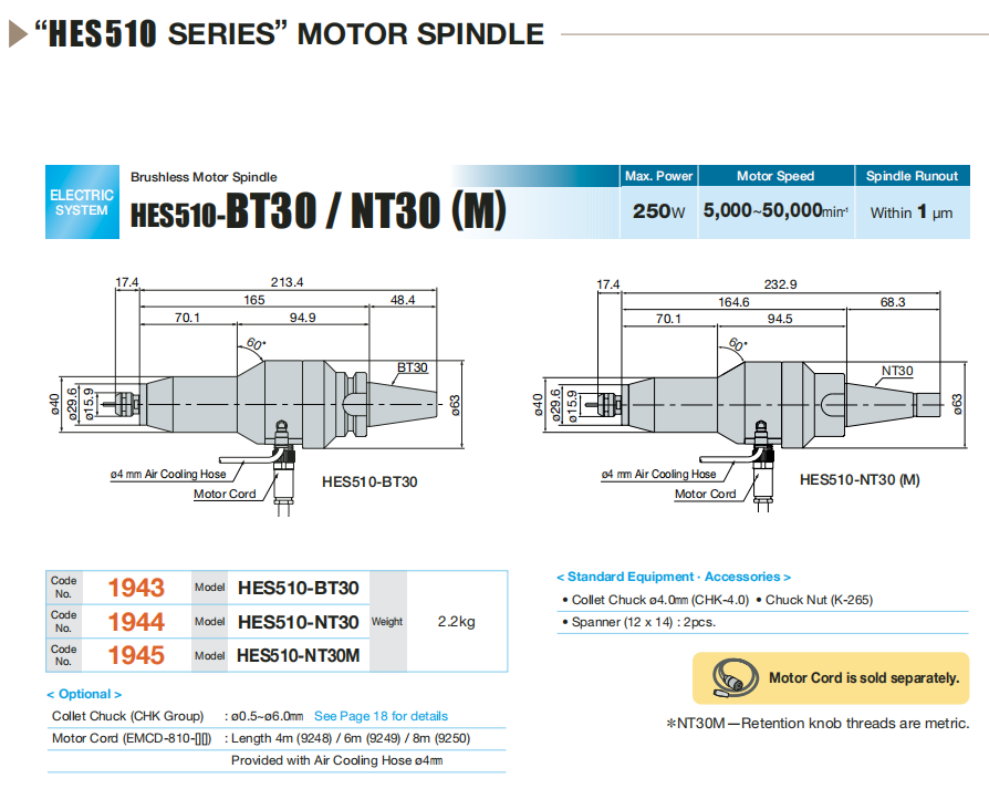 CNC增速刀柄HES510-BT30
