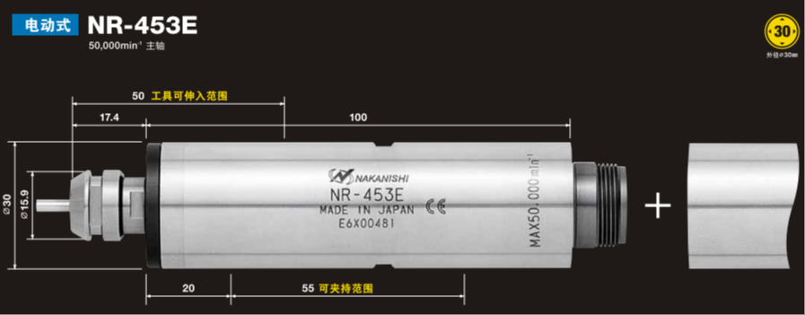 日本 NAKANISHI 分板机电主轴 NR-453E