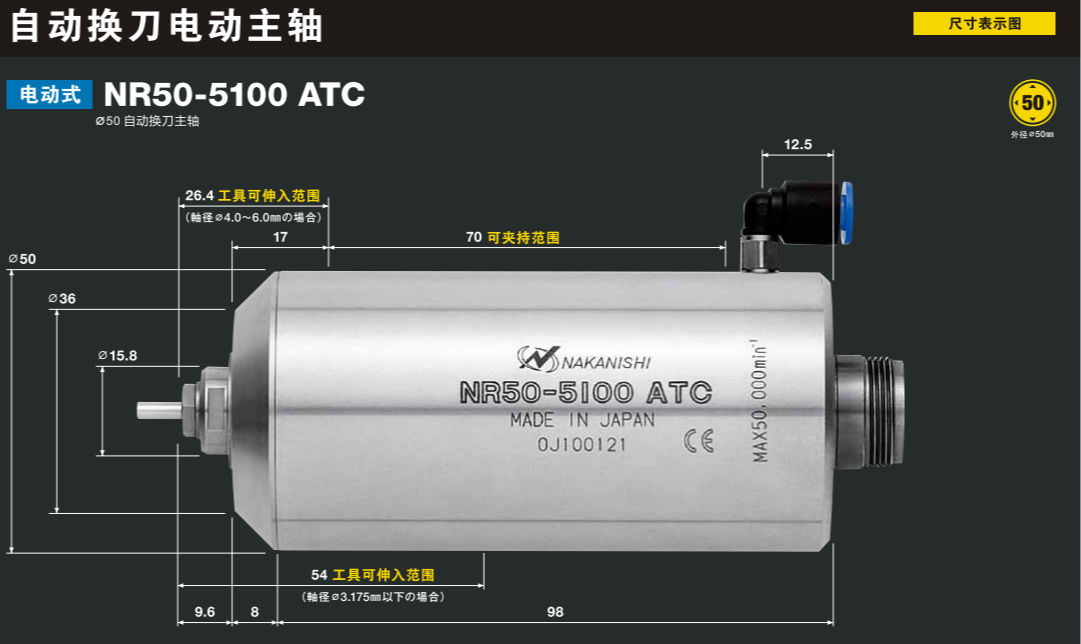 日本NAKANISHI防尘分板机主轴NR50-5100ATC