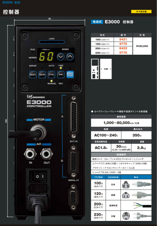 NAKANISHI中西E3000高速电主轴控制器