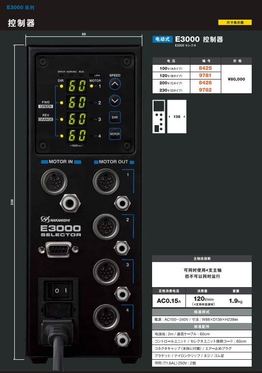 NAKANISHI中西E3000高速电主轴控制器