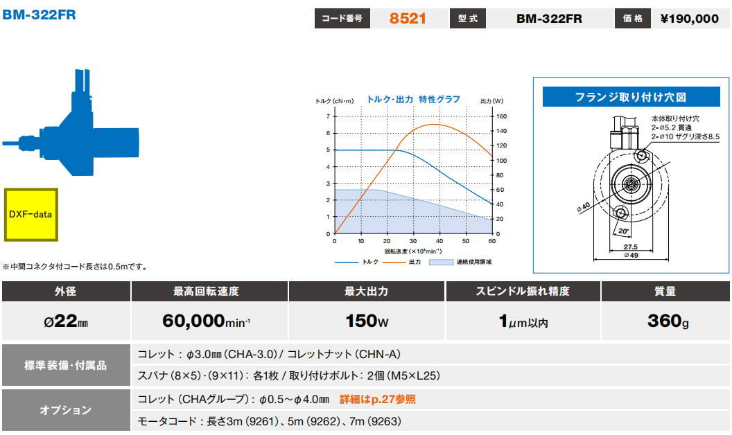日本NAKANISHI斯大走心机高频铣BM-322FR