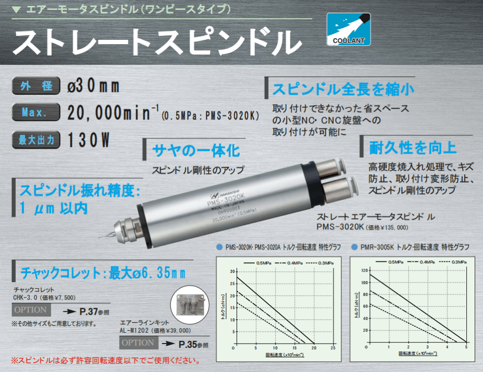 日本NAKANISHI气动主轴PMS-3020A