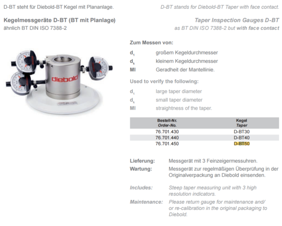 德国戴博Diebold D-BT40锥度检测仪