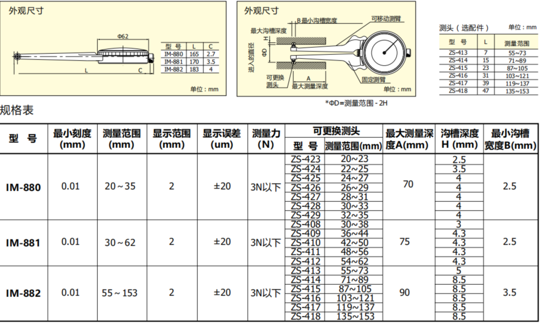 日本TECLOCK得乐内径测量卡规IM-880