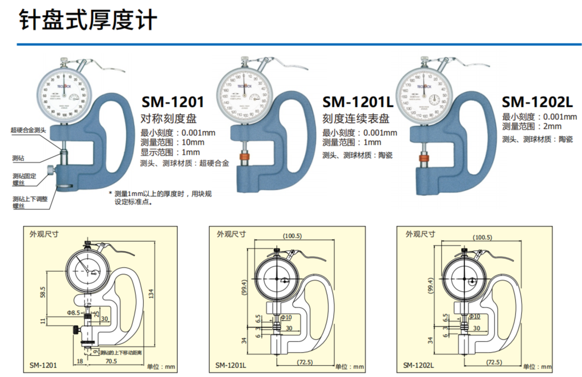 日本得乐TECLOCK测厚规SM-1201