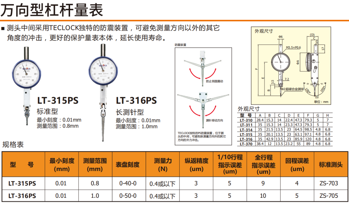 日本得乐TECLOCK LT-315PS指示表