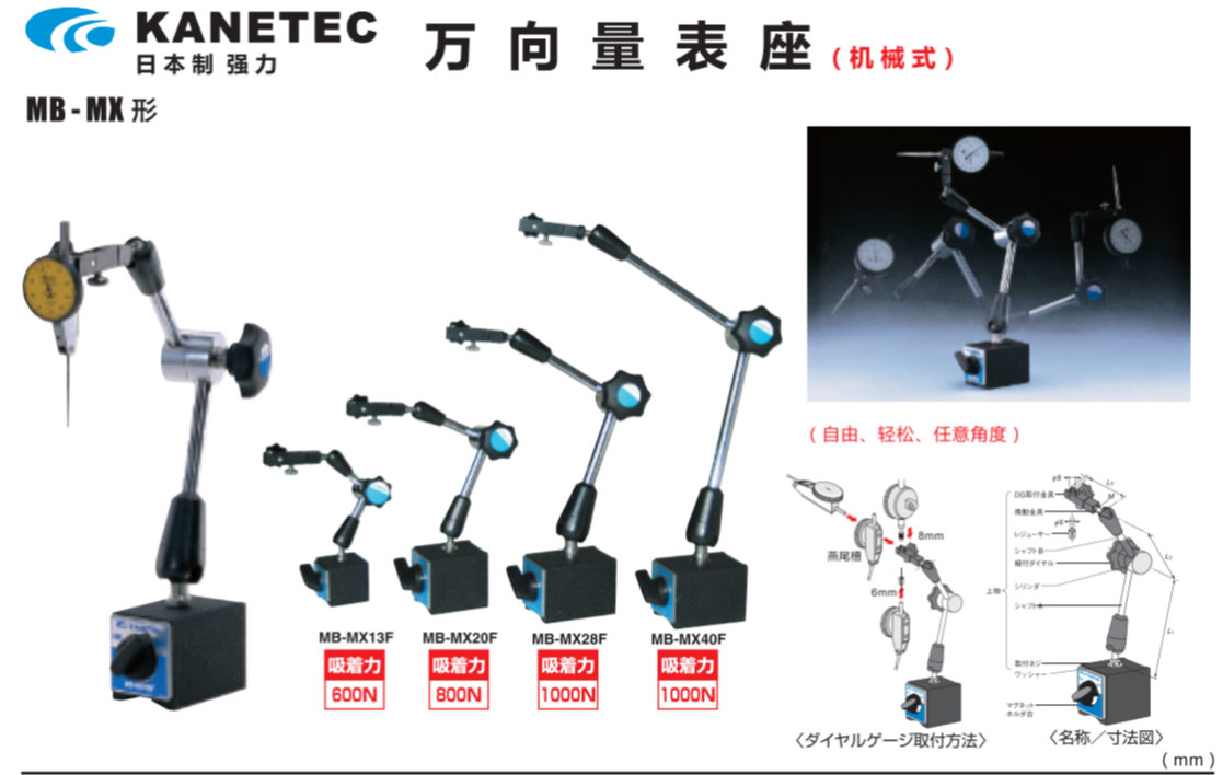 日本KANETEC MB-MX28F磁性表座
