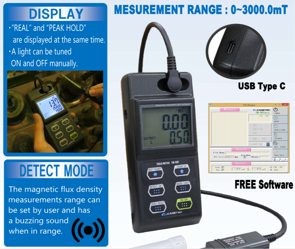 日本KANETEC强力高斯计TM-901EXP