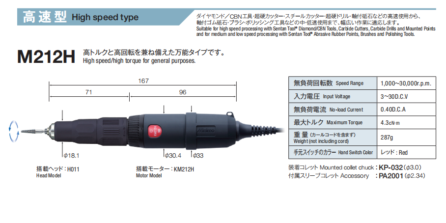 日本MINIMO美能达M212H去毛刺镜面抛光研磨笔