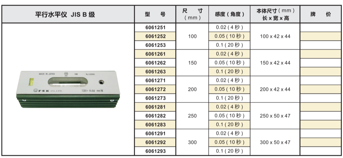 日本FSK水平仪6061252