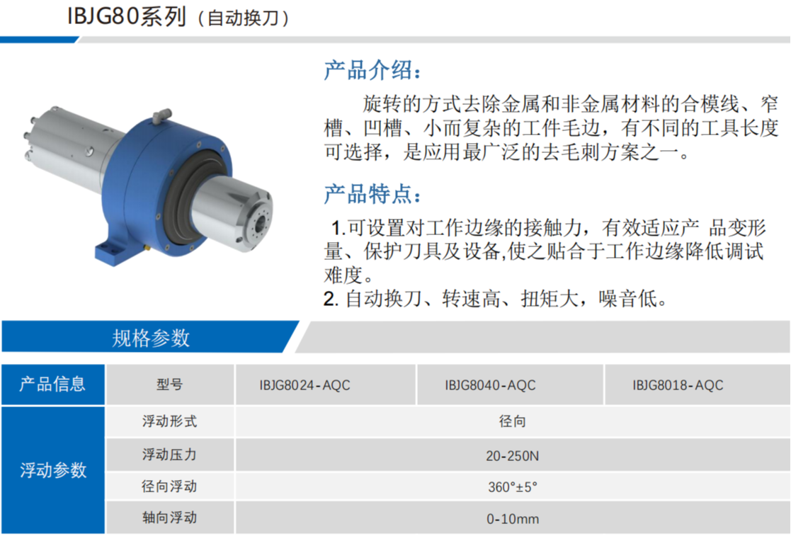 IBJG8018-AQC浮动打磨头柔性去毛刺设备