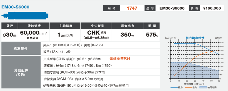 一体式电主轴EM30-S6000