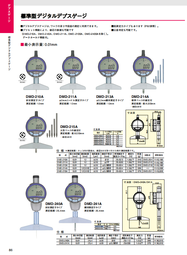 日本得乐DMD-211A数字深度测量仪