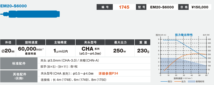 排刀机主轴EM20-S6000 排刀机主轴EM20-S6000